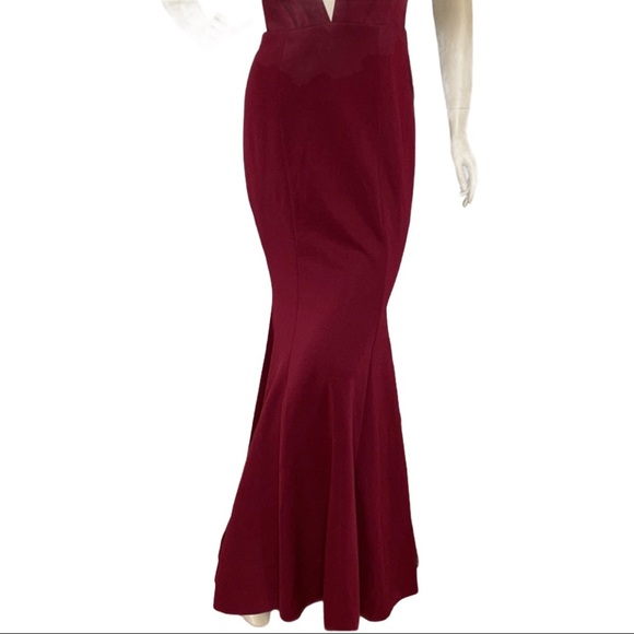 LuLu’s Adelina Burgundy Sleeveless Mermaid Maxi Dress - Picture 6 of 11